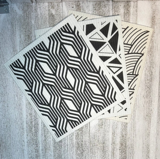 Black and White Biodegradable Nordic Sponge Cloth
